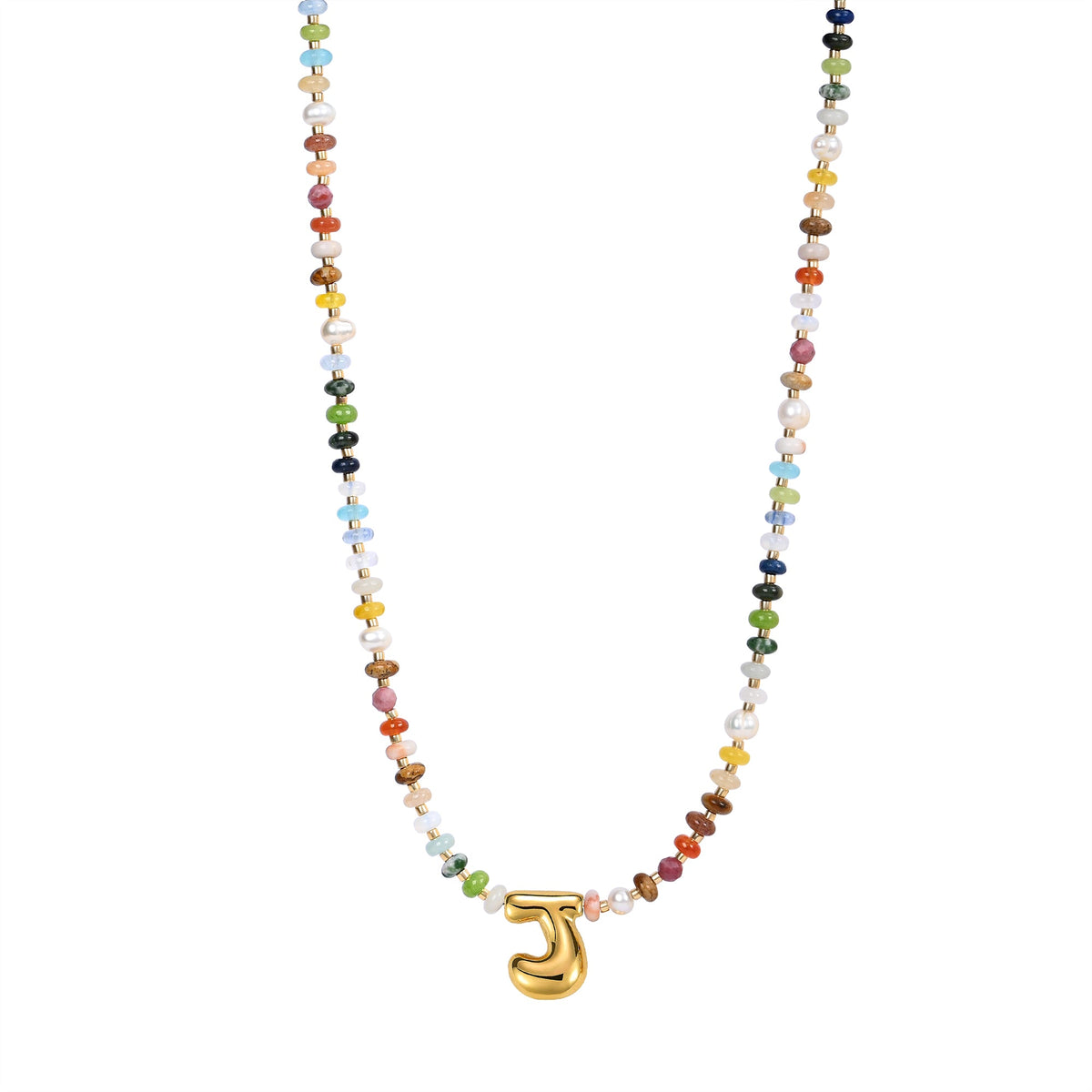 Multicolor Bubble Letter Necklace