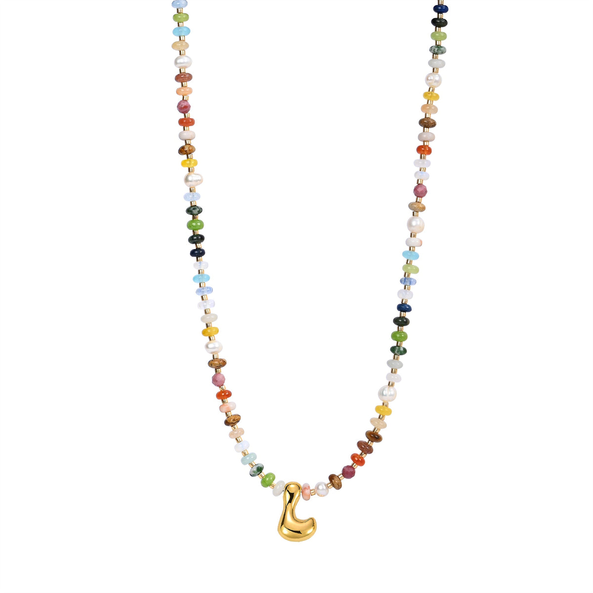 Multicolor Bubble Letter Necklace