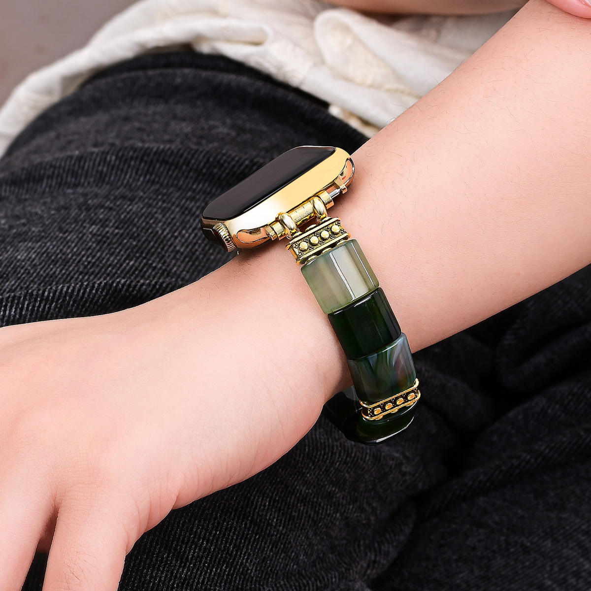 Evergreen Serenity Agate Stretch Apple Watch Strap