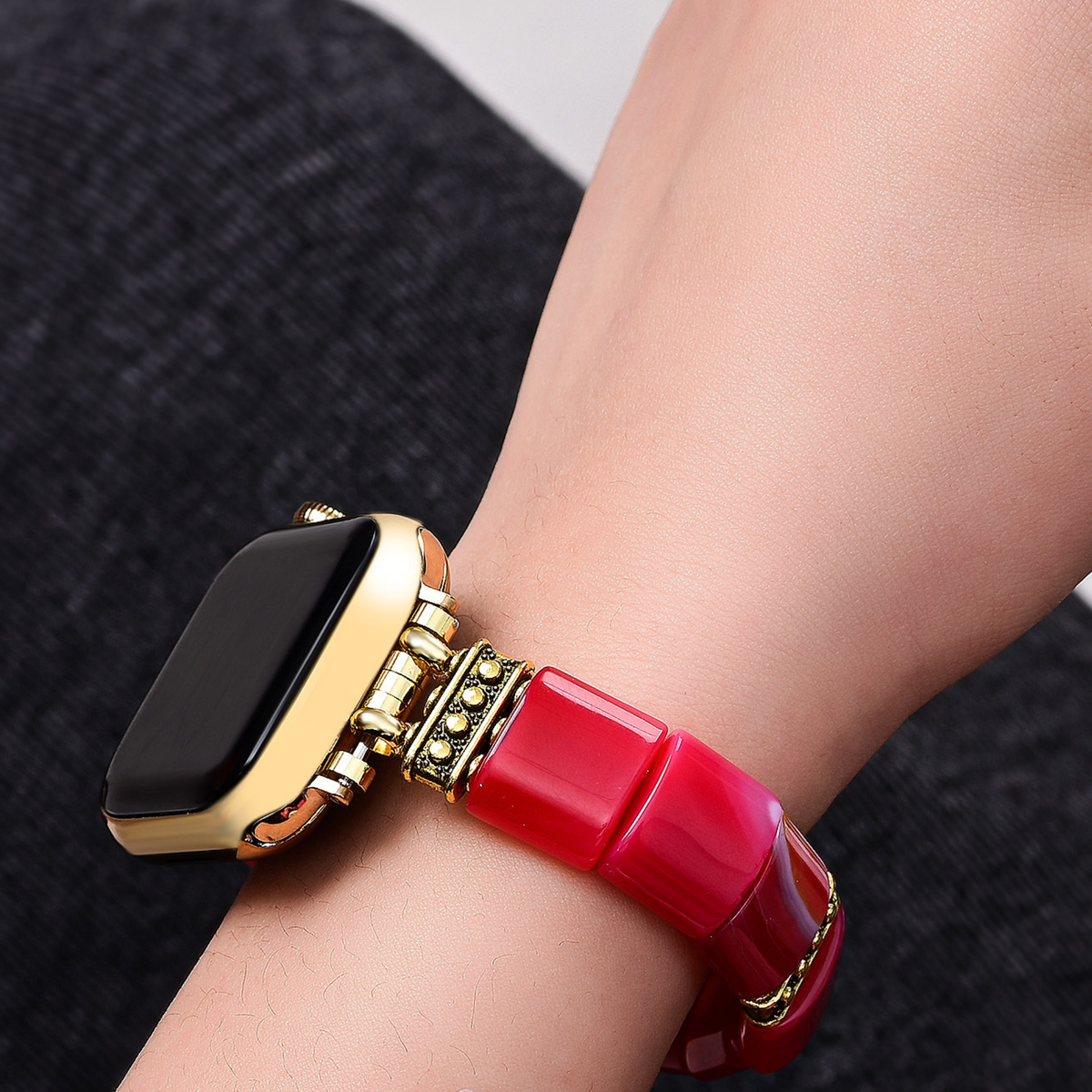 Ruby Essence Agate Stretch Apple Watch Strap