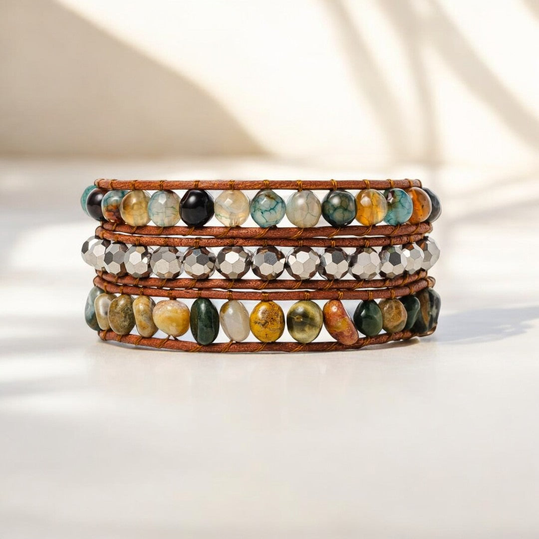 Indian Agate Artisan Wrap Bracelet