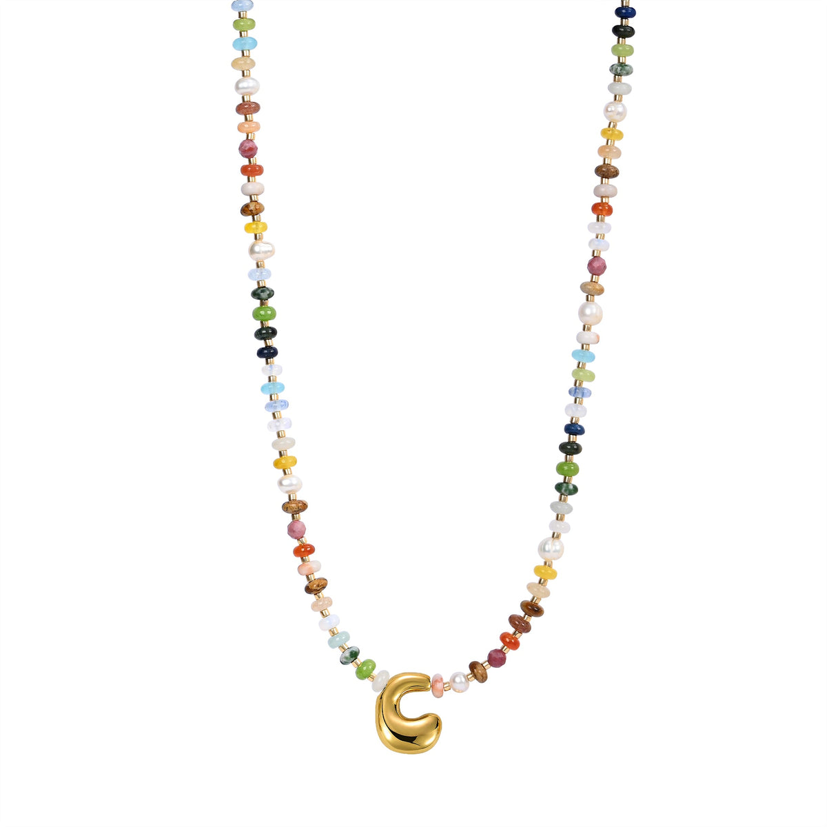 Multicolor Bubble Letter Necklace