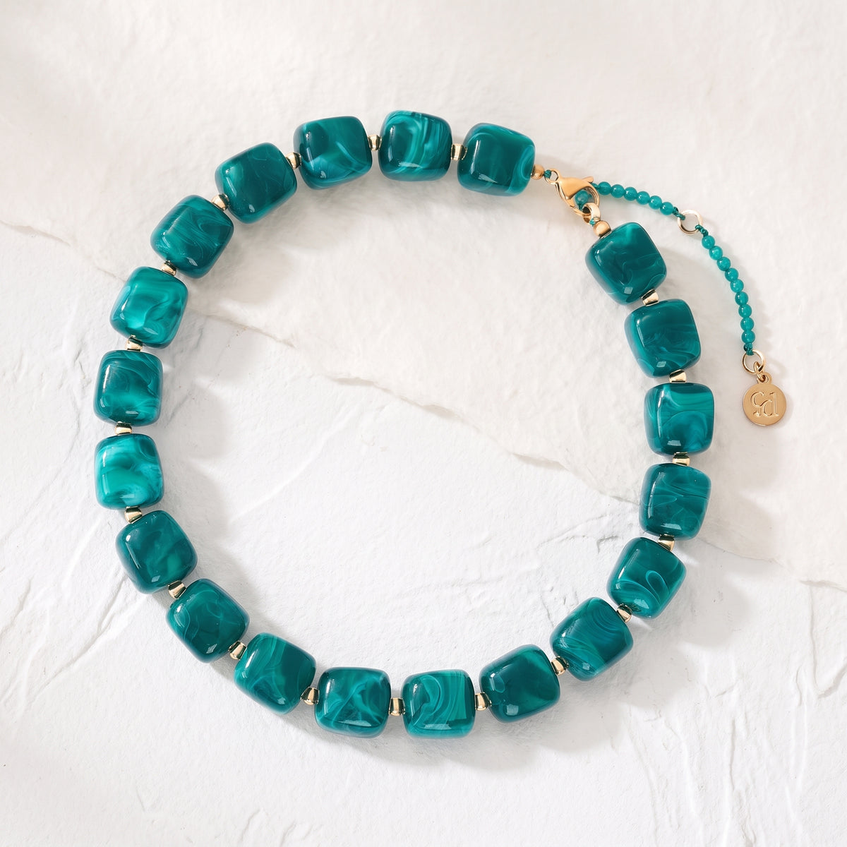 Chunky Square Bead Necklace Rainbow
