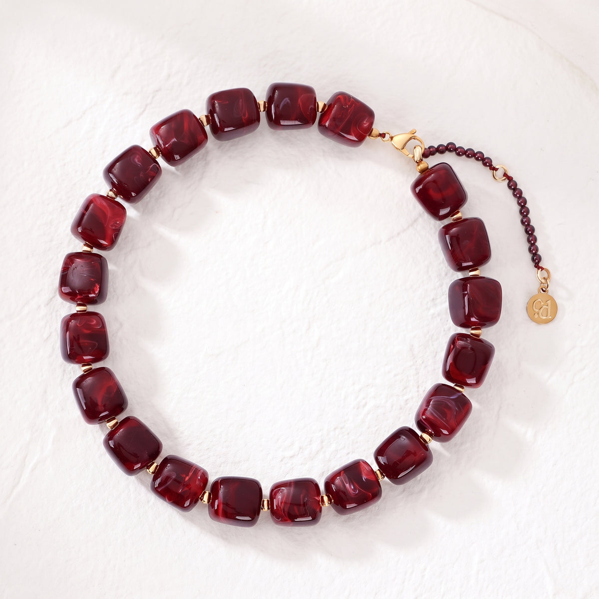 Chunky Square Bead Necklace Earth