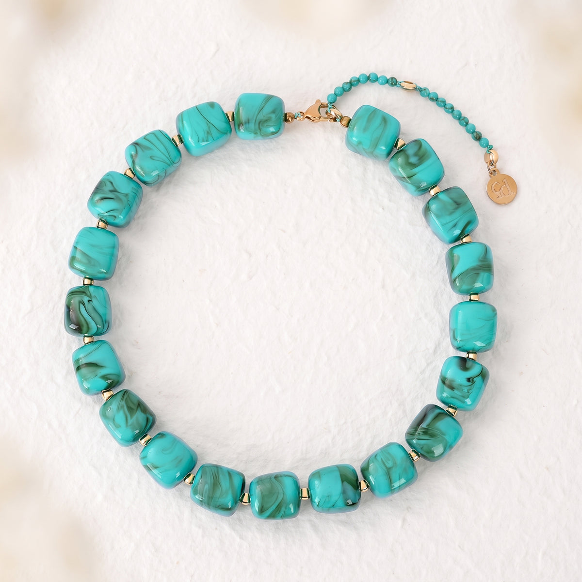 Chunky Square Bead Necklace Autumn
