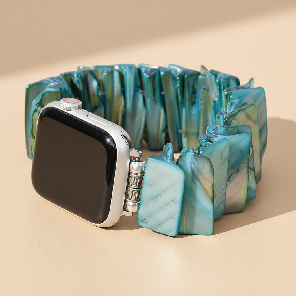 Azure Seashell Stretch Apple Watch Strap