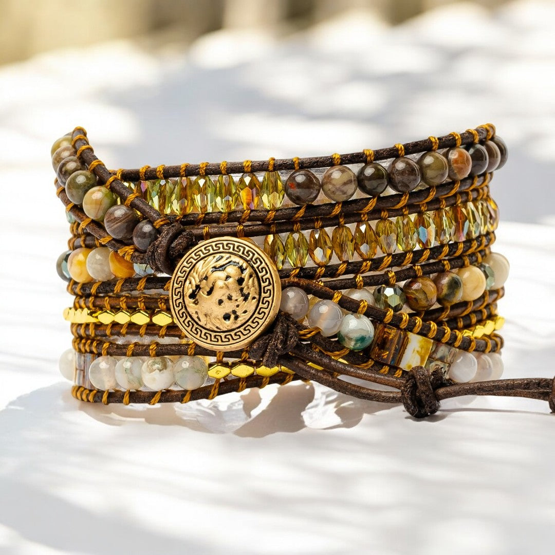 Moonlight Goddess Agate Wrap Bracelet