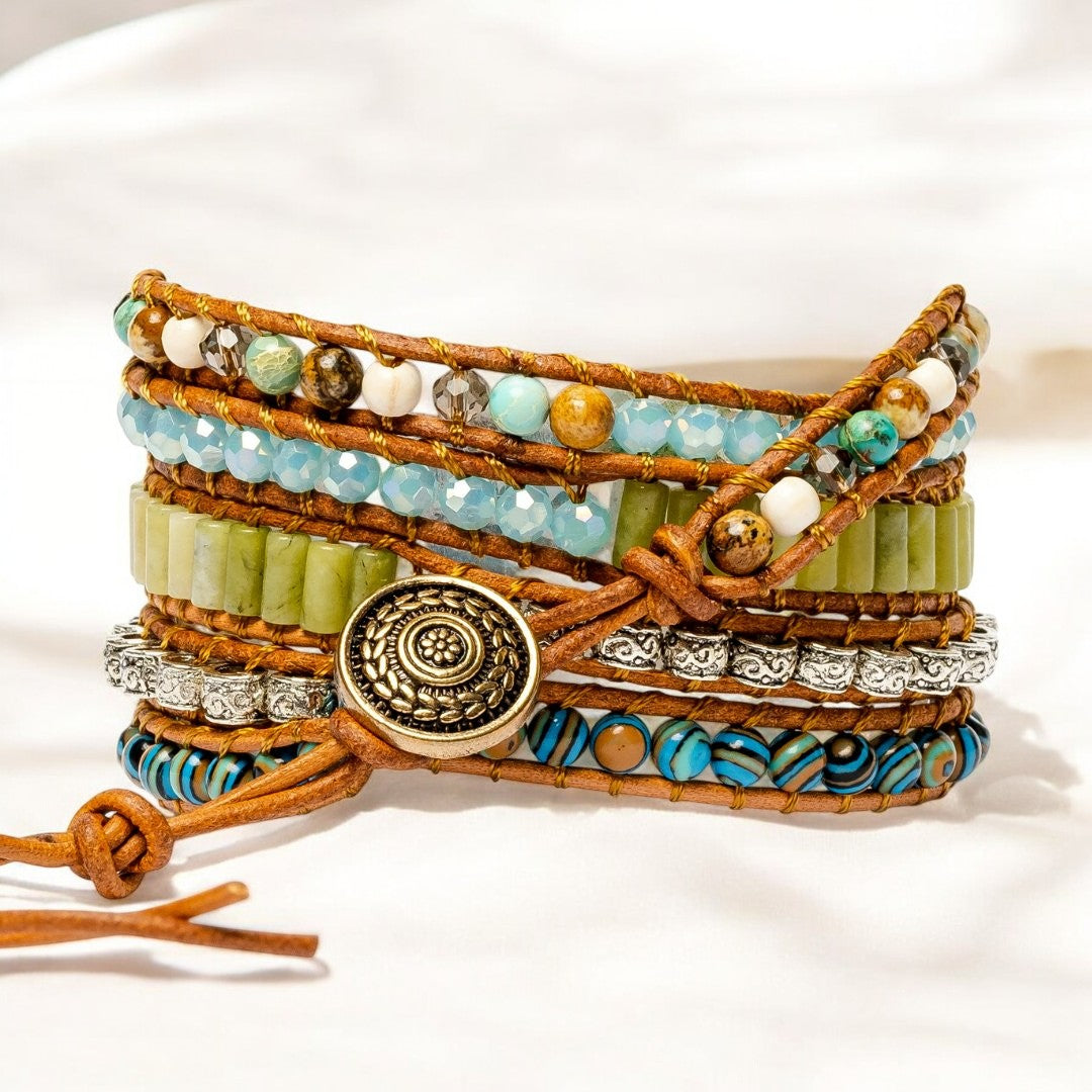 Twisted Ocean Jasper Wrap Bracelet