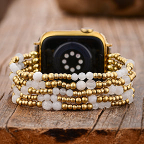 Golden Halo Moonstone Stretch Apple Watch Strap