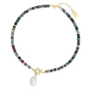 Agate Pearl Charm Necklace