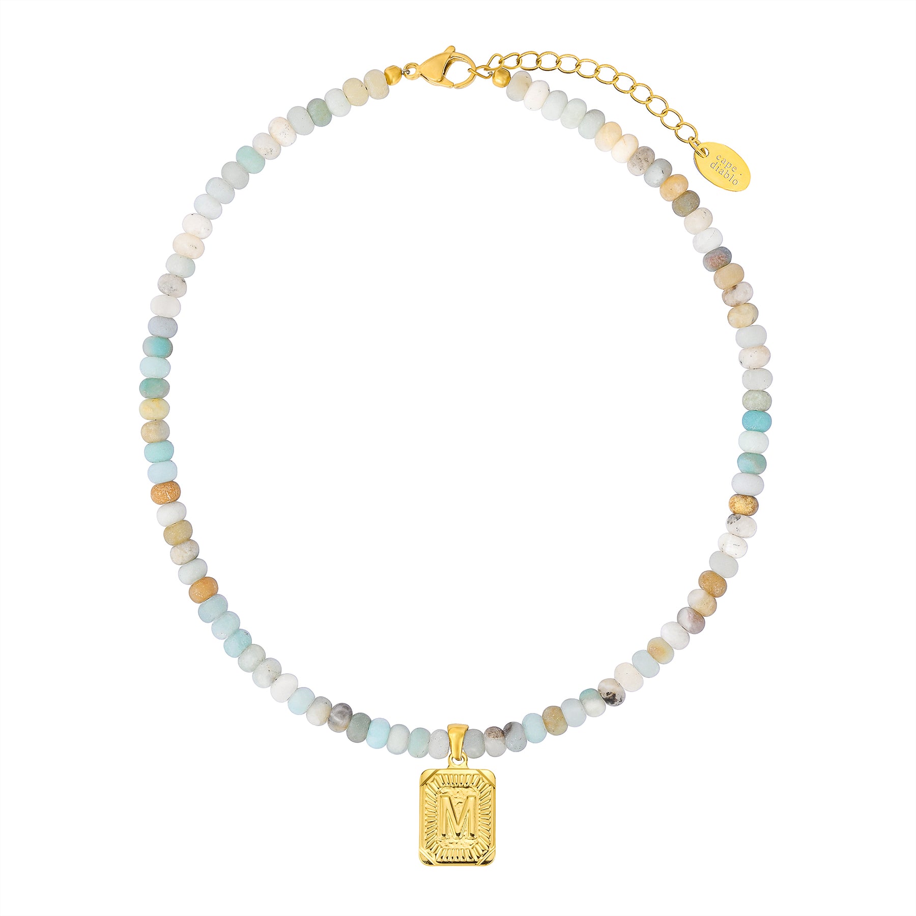 Amazonite Initial Letter Charm Necklace