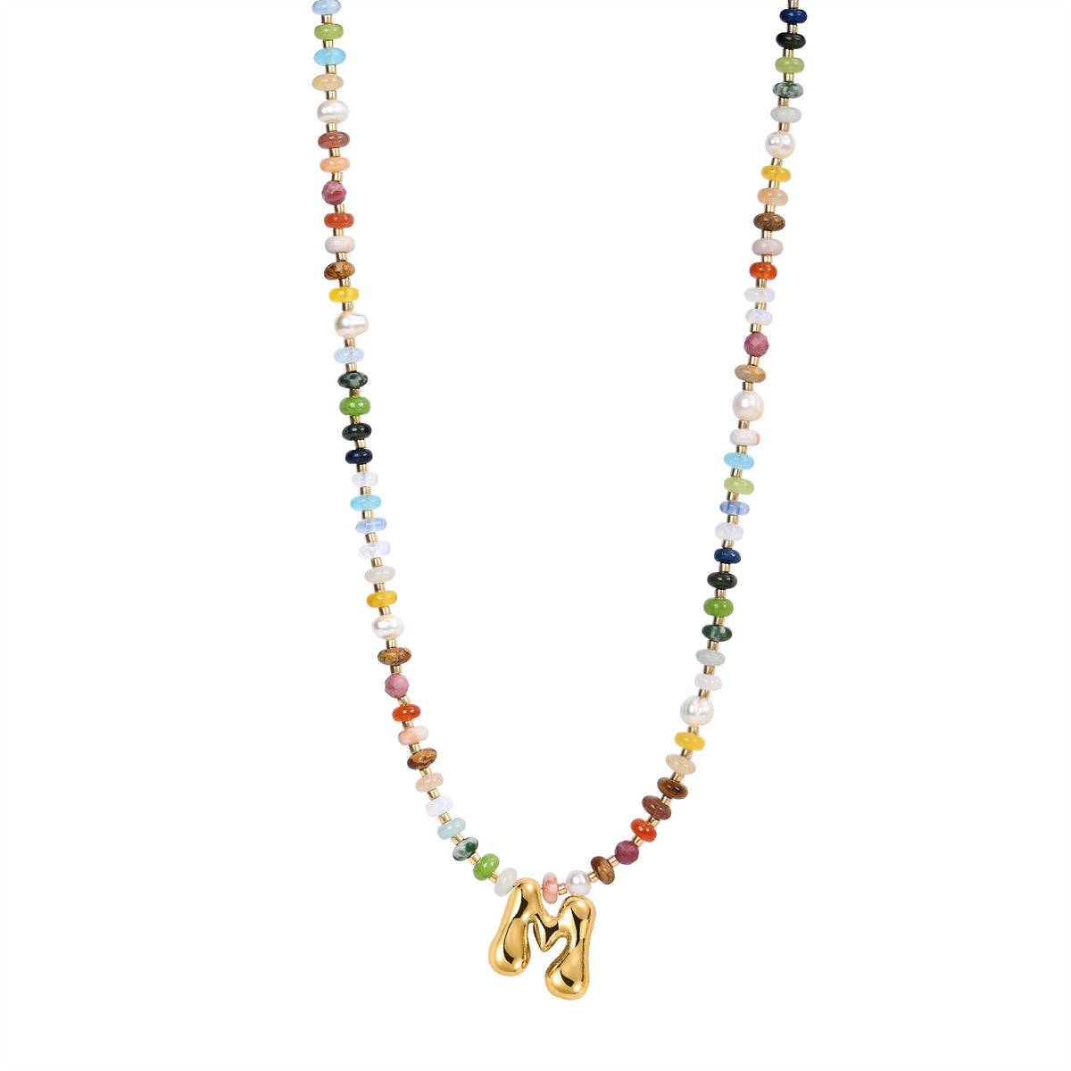 Multicolor Bubble Letter Necklace