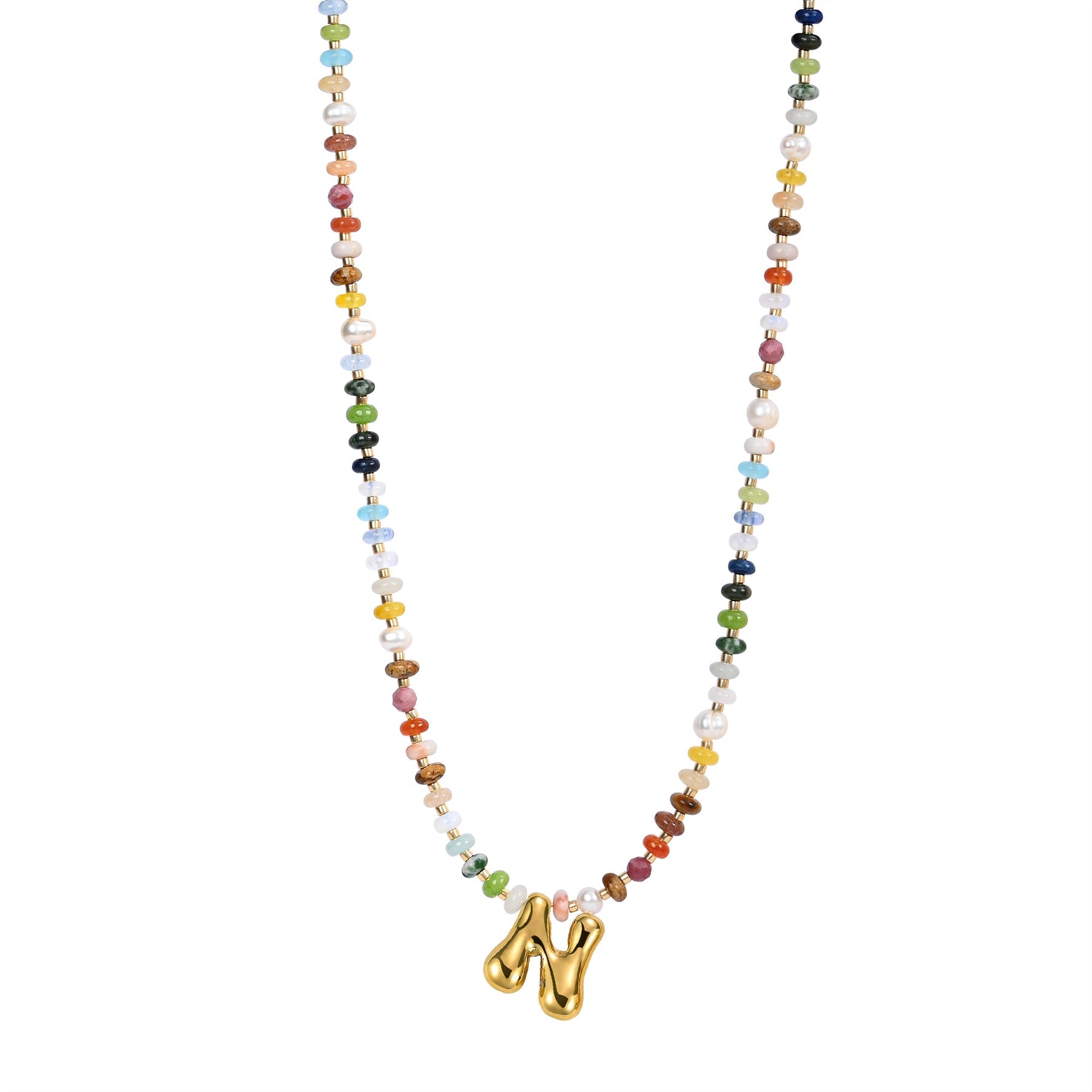 Multicolor Bubble Letter Necklace