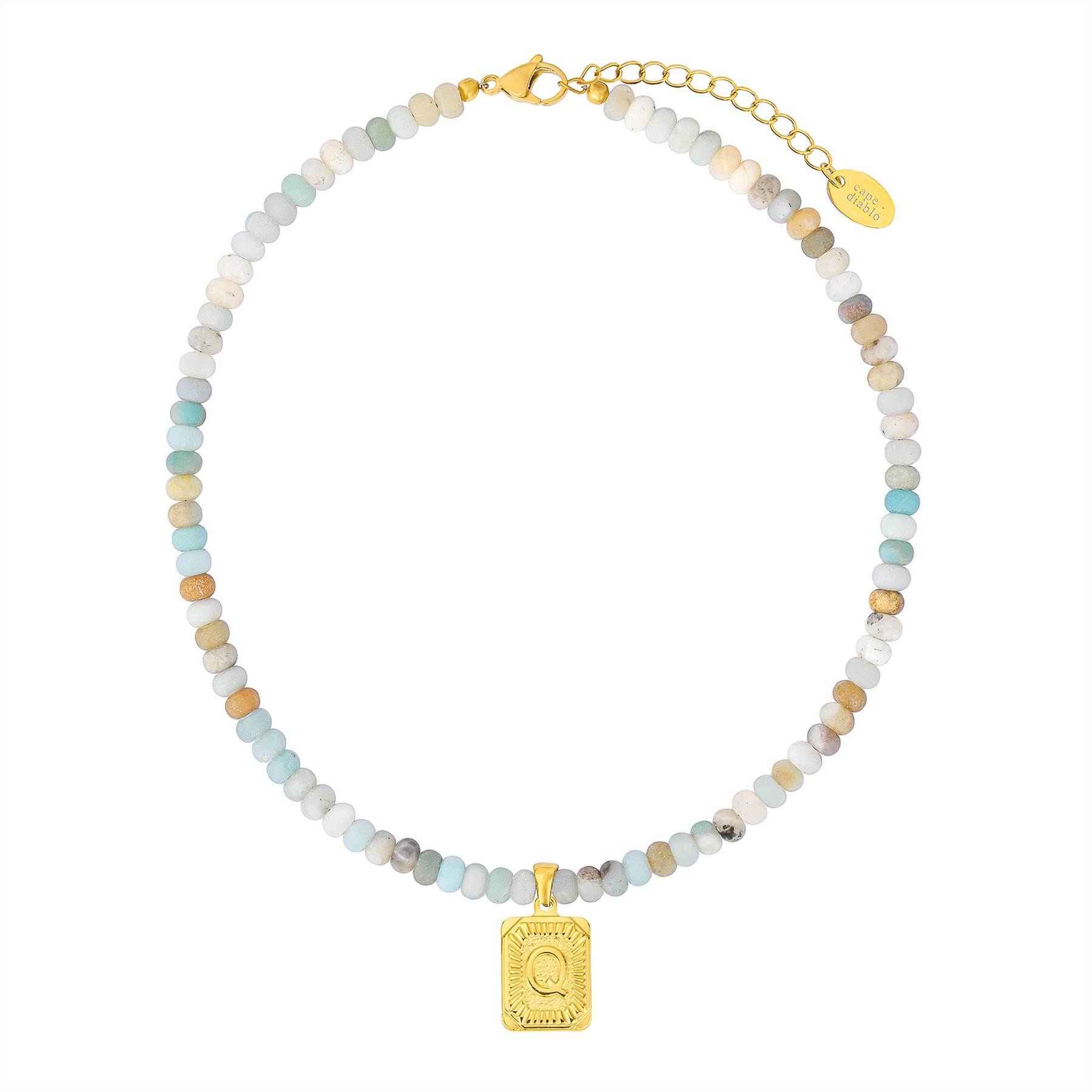 Amazonite Initial Letter Charm Necklace