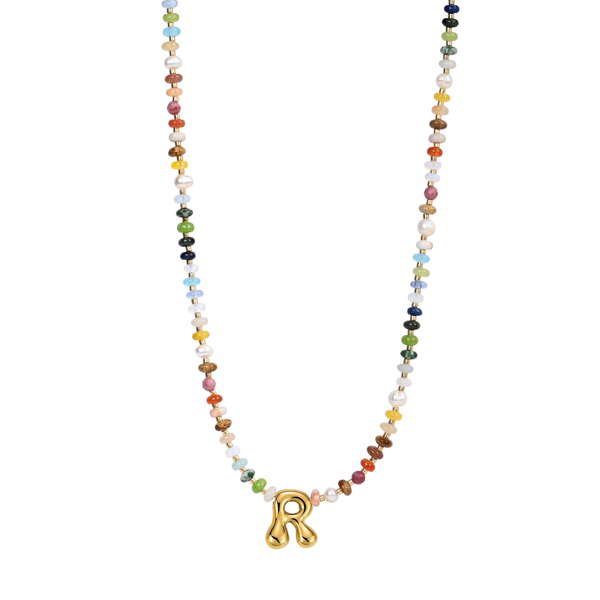 Multicolor Bubble Letter Necklace