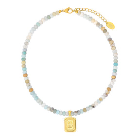 Amazonite Initial Letter Charm Necklace