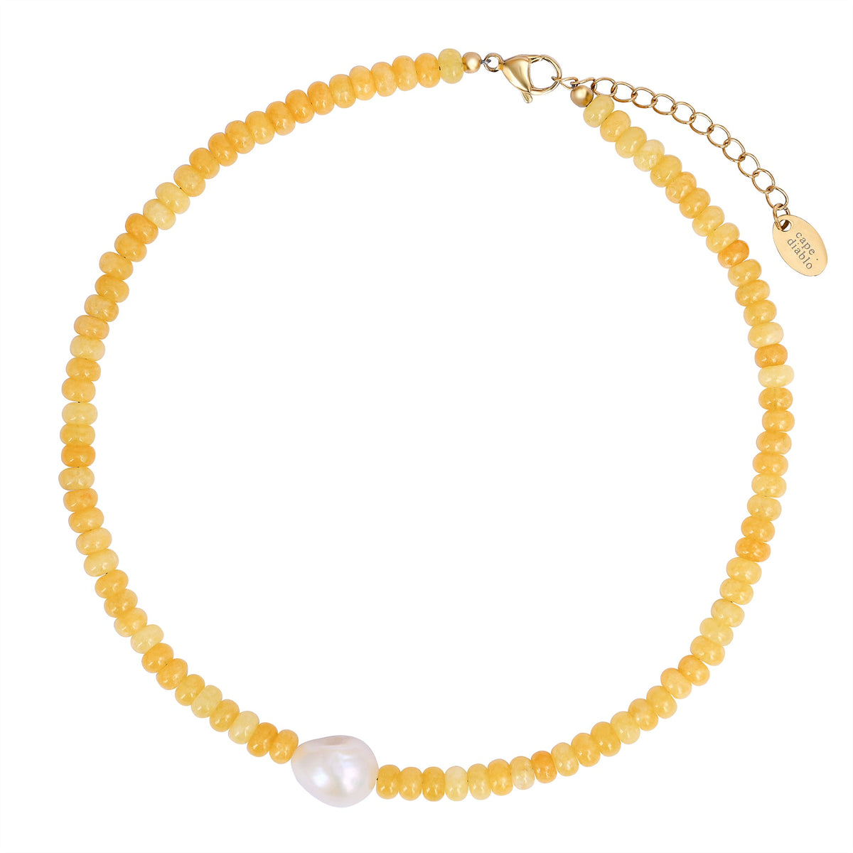 Golden Citrine Pearl Necklace