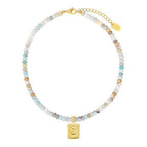 Amazonite Initial Letter Charm Necklace