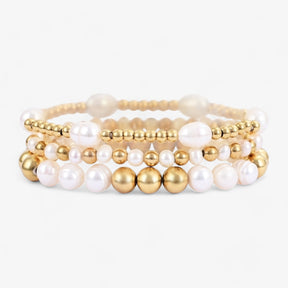 Golden Freshwater Pearl Bracelet Set