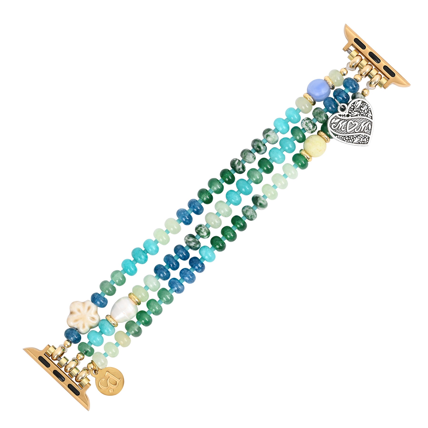 Jade Pearl Love MOM Stretch Apple Watch Strap