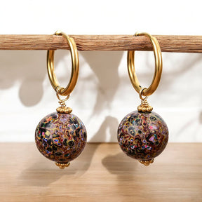 Cosmic Bloom Speckle Orb Hoop Earrings