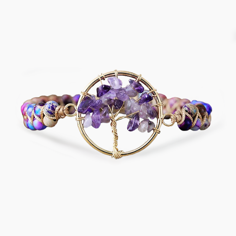 Amethyst Roundel Tree of Life Bracelet