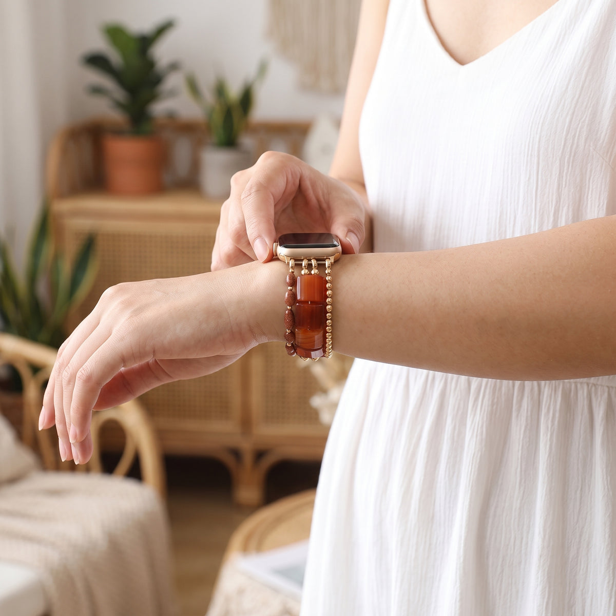 Desert Flame Carnelian Stretch Apple Watch Strap