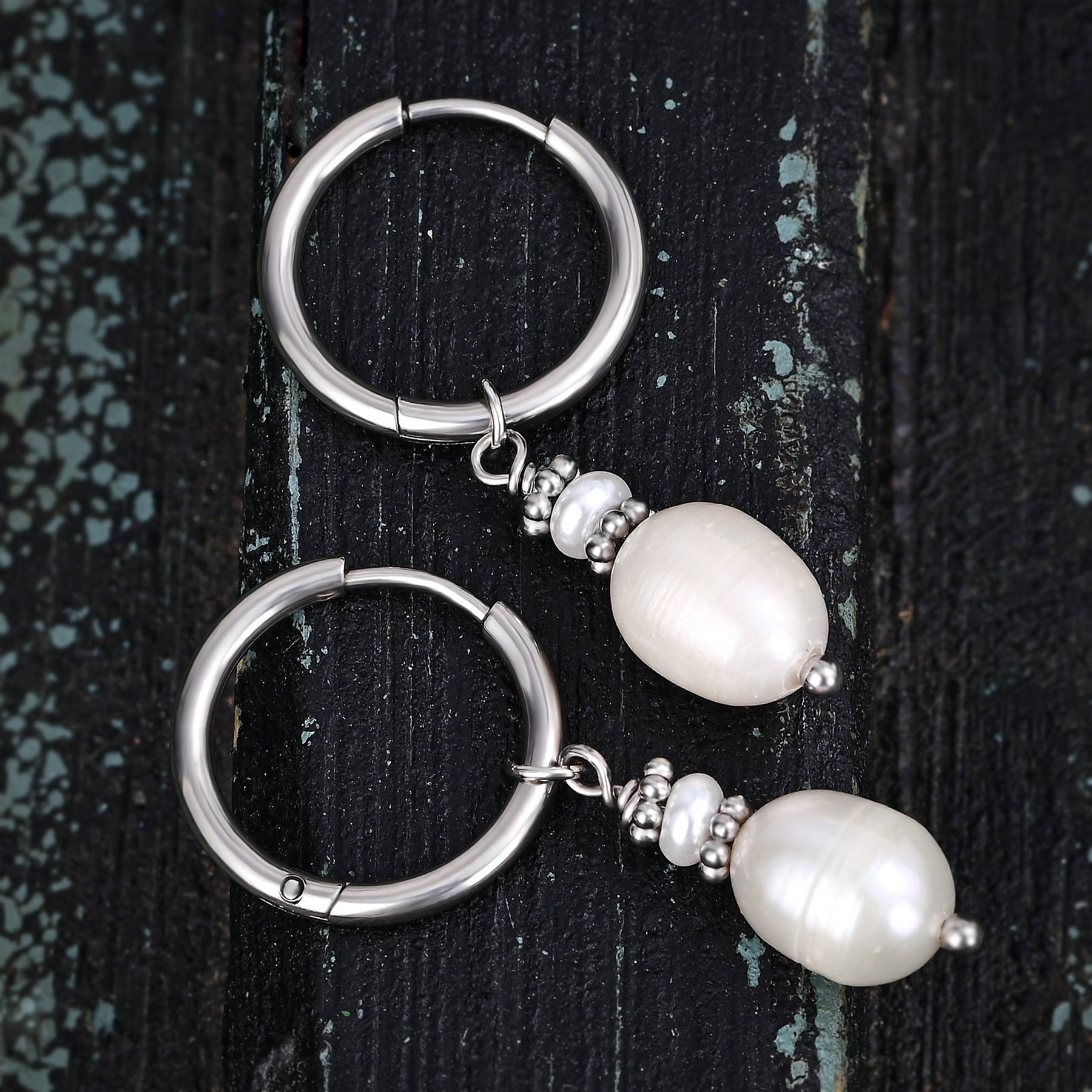 Silver Pearl Elegance Hoop Earrings