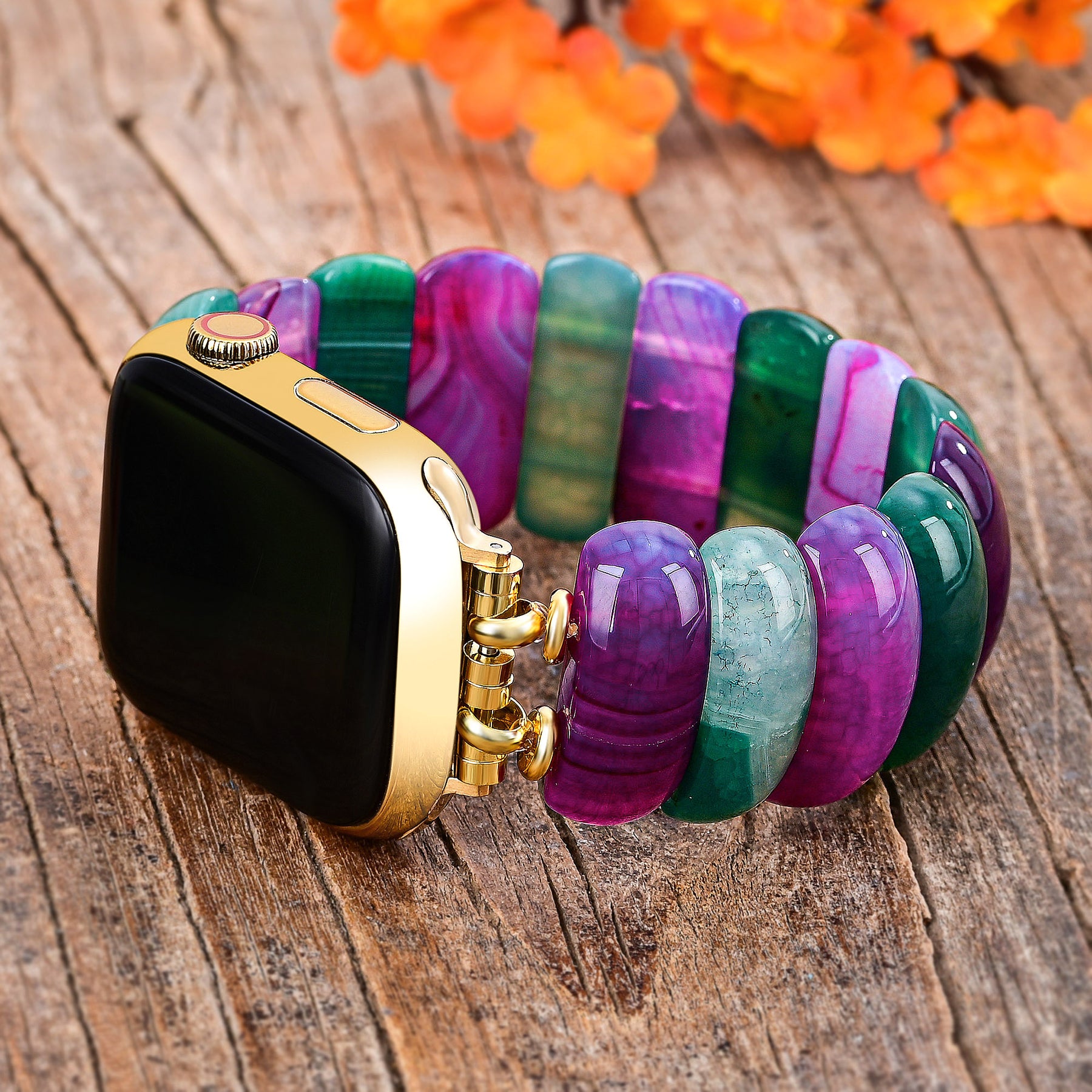 Bohemian Jewel Agate Stretch Apple Watch Strap