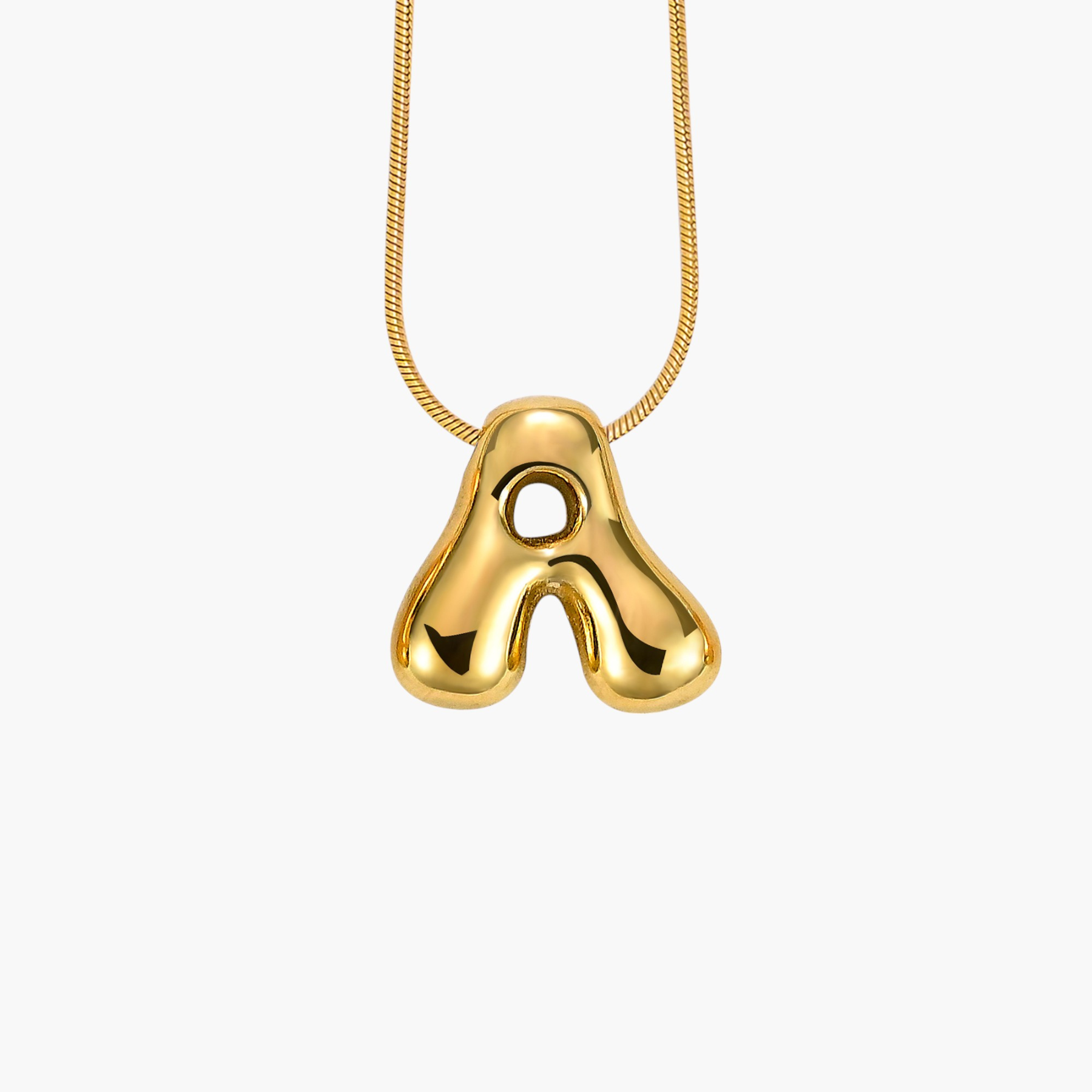 Golden Glow Bubble Letter Initial Necklace