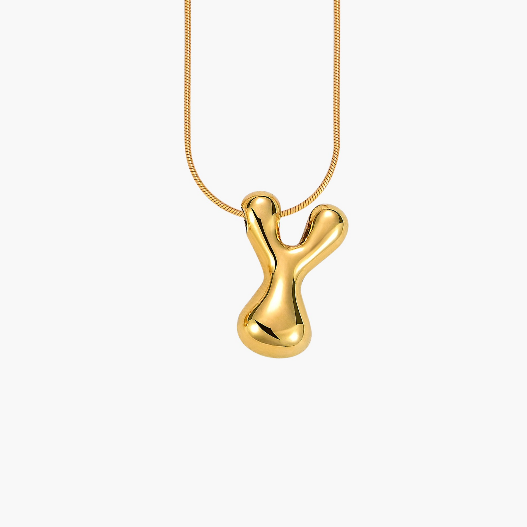 Golden Glow Bubble Letter Initial Necklace