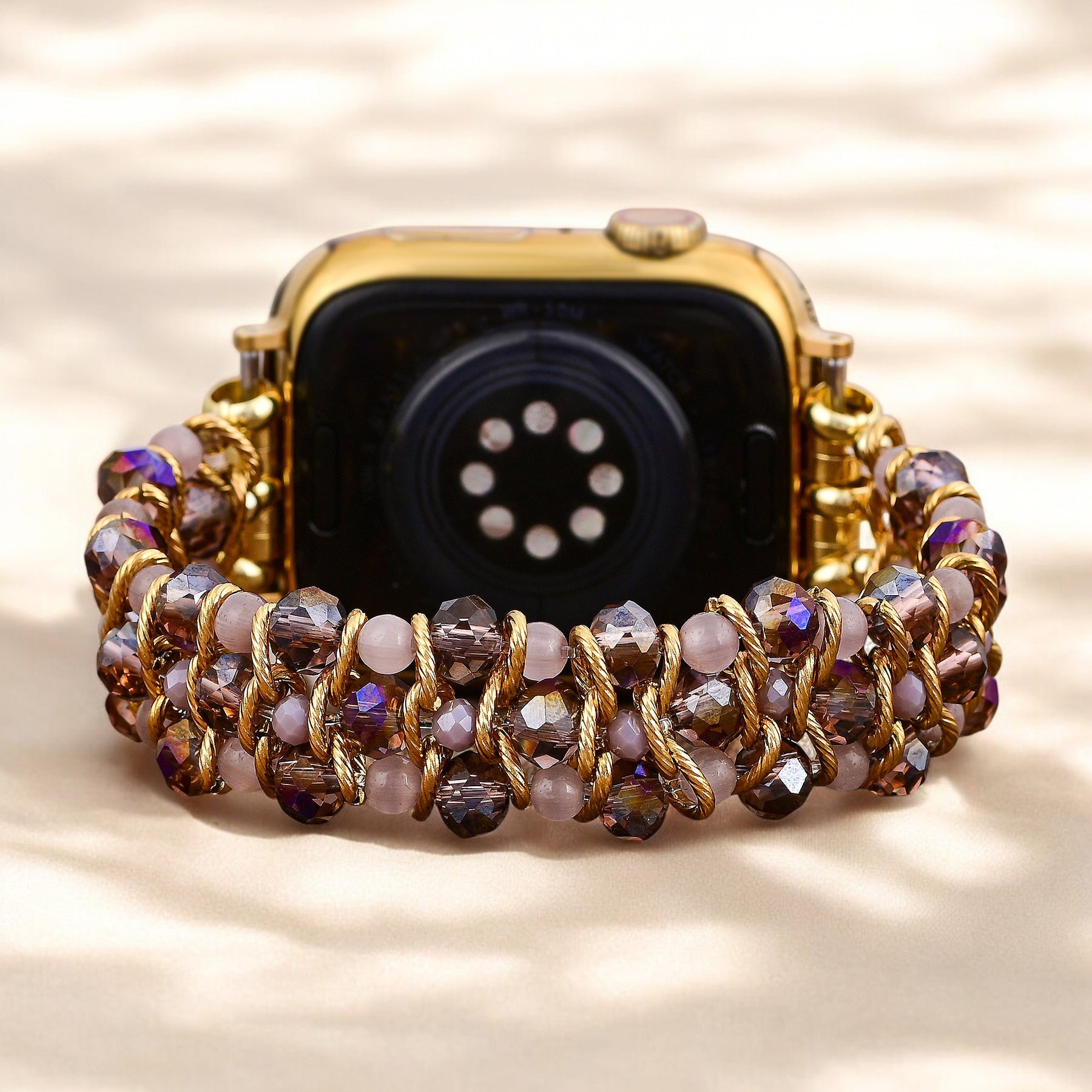 Golden Serenity Gem Braided Apple Watch Strap
