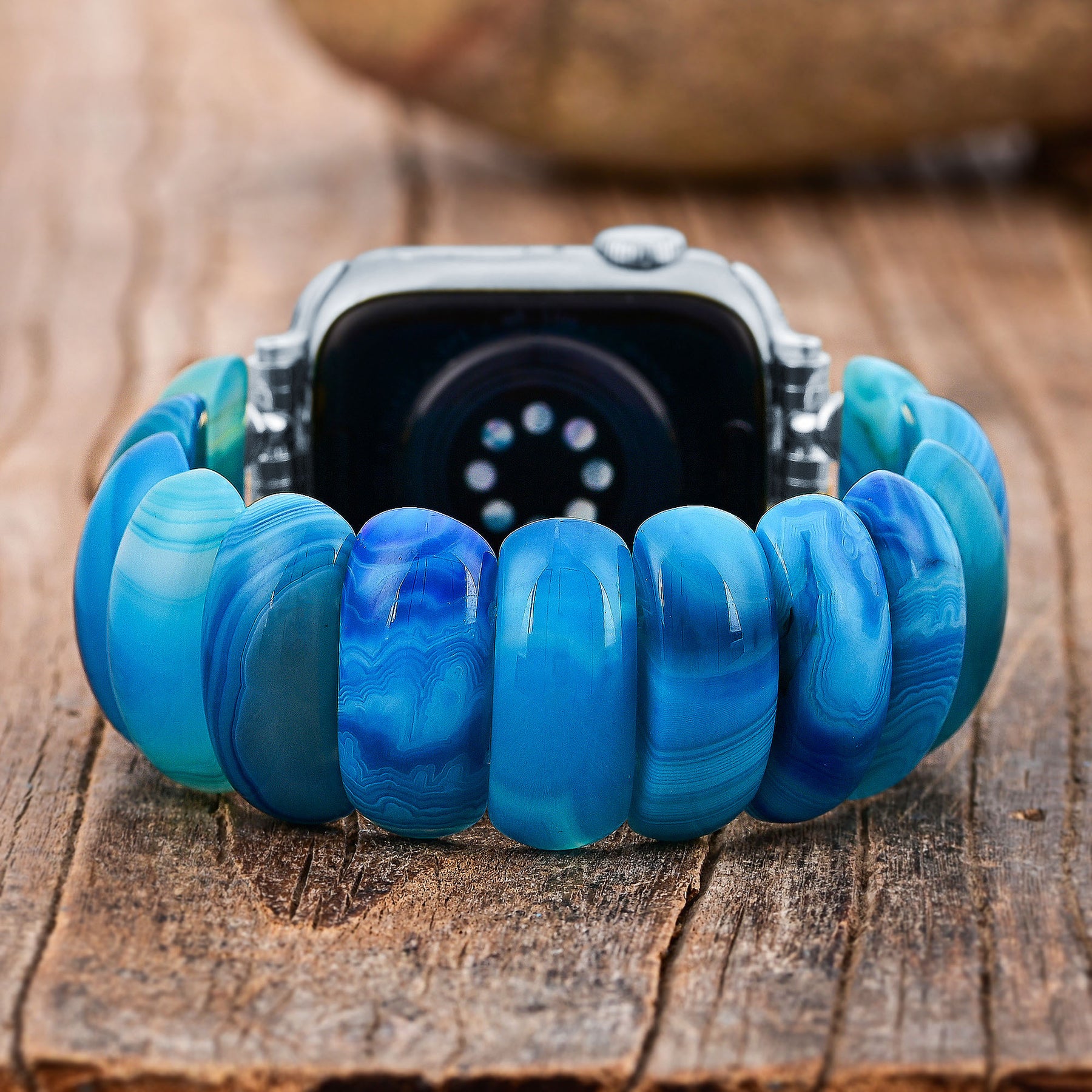 Ocean Essence Agate Stretch Apple Watch Strap