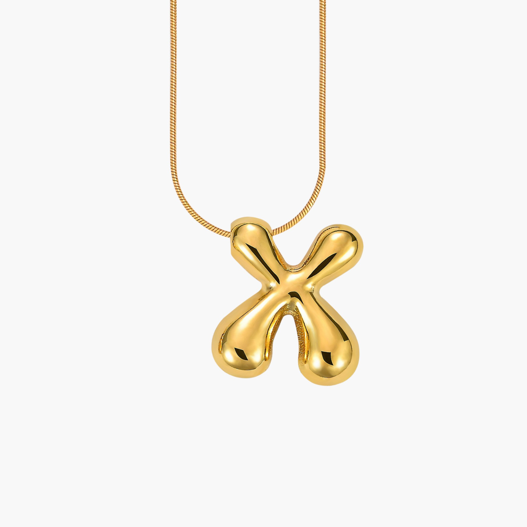 Golden Glow Bubble Letter Initial Necklace