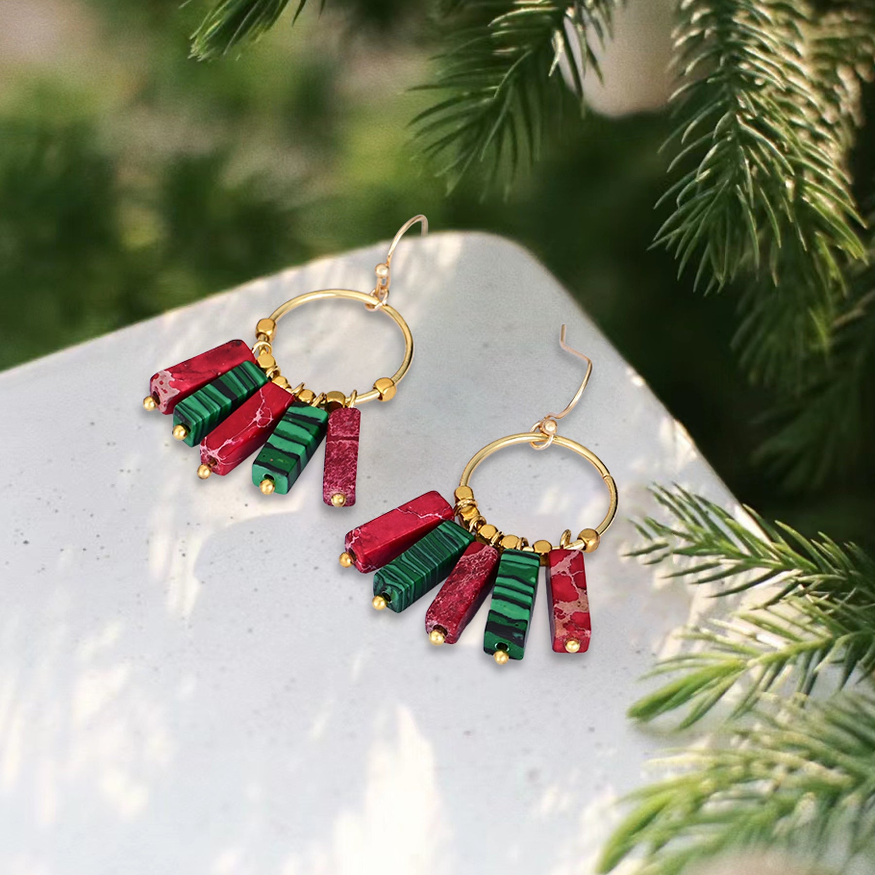 Jolly Poinsettia Hues Dangle Earrings