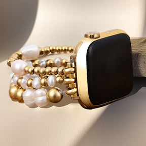 Golden Freshwater Pearl Stretch Apple Watch Strap