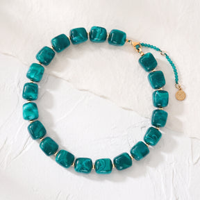 Chunky Square Bead Necklace Orange
