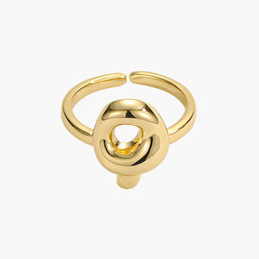 Golden Glow Bubble Letter Initial Ring