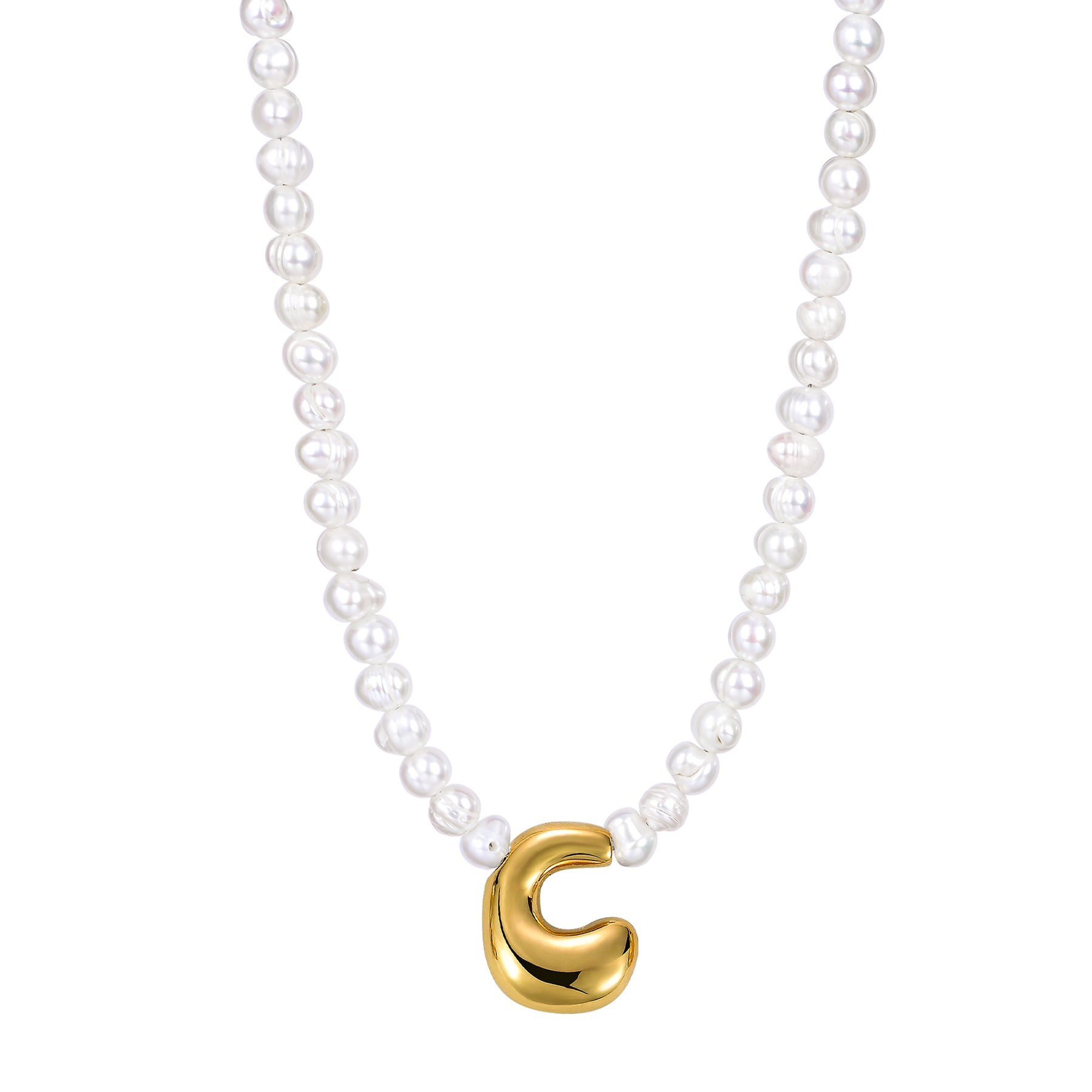 Pearl Bubble Initial Necklace