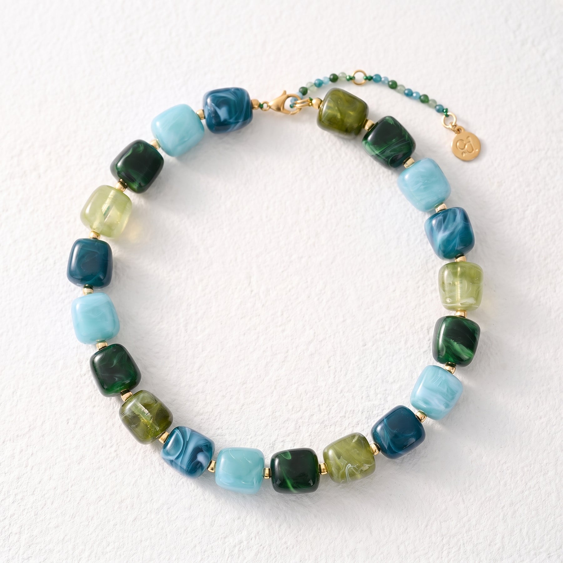 Chunky Square Bead Necklace Autumn