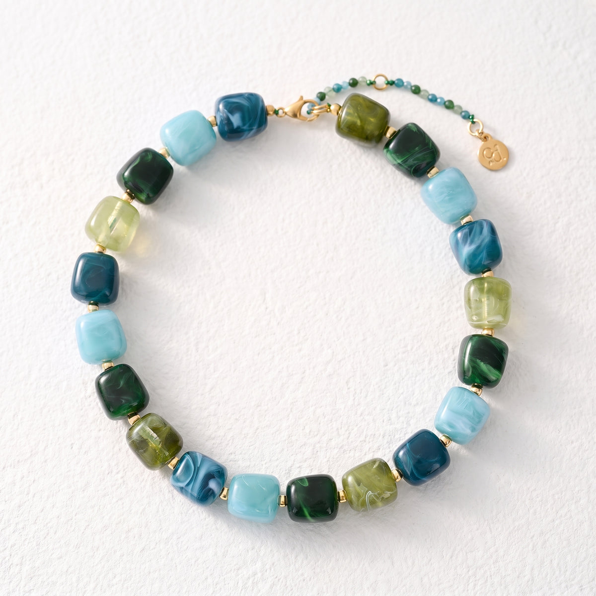 Chunky Square Bead Necklace Brown