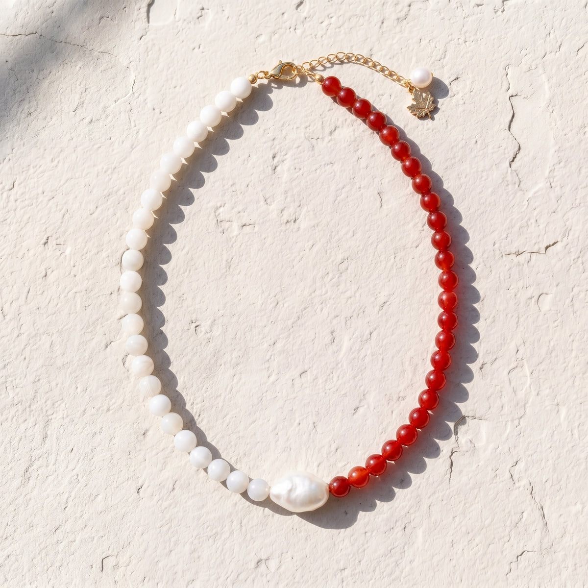 Canada Maple Pearl Beaded Necklace