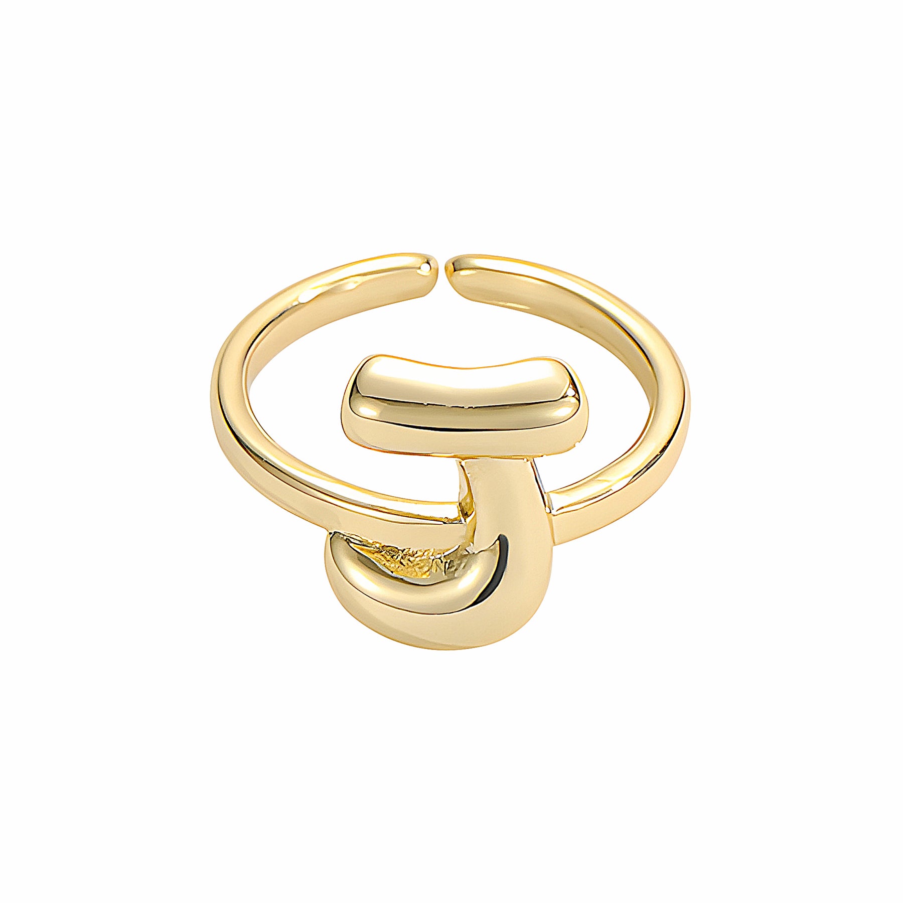 Golden Glow Bubble Letter Initial Ring