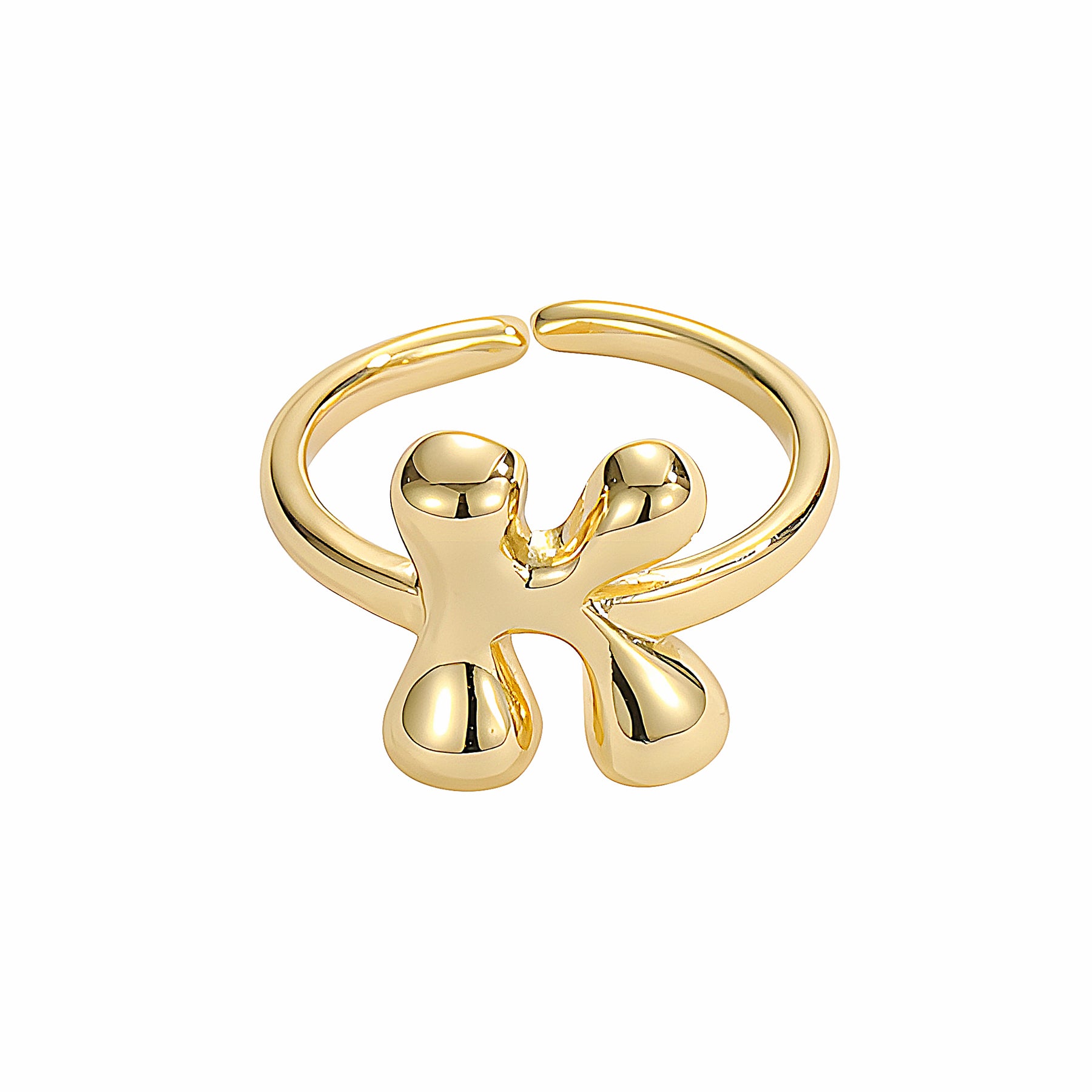 Golden Glow Bubble Letter Initial Ring