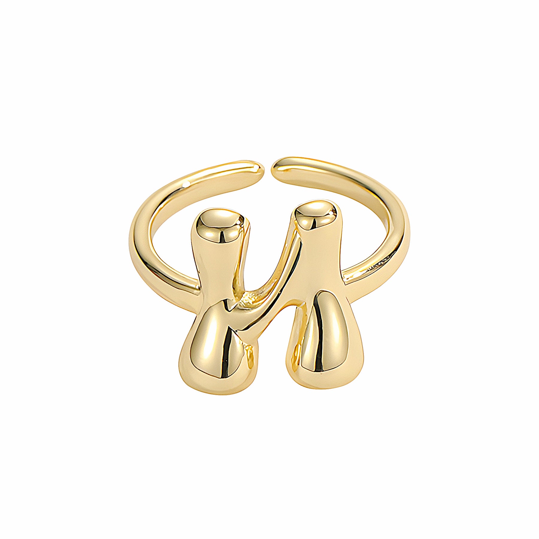 Golden Glow Bubble Letter Initial Ring