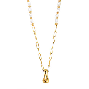 Chic Bubble Pearl Initial Chain Necklace