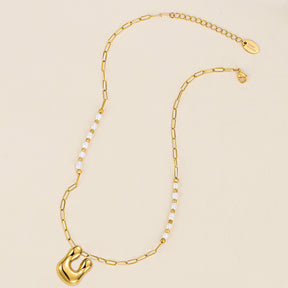 Chic Bubble Pearl Initial Chain Necklace