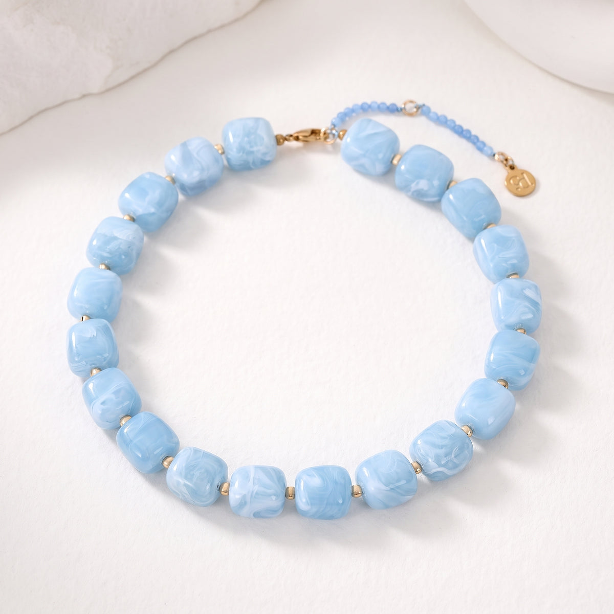 Chunky Square Bead Necklace Earth