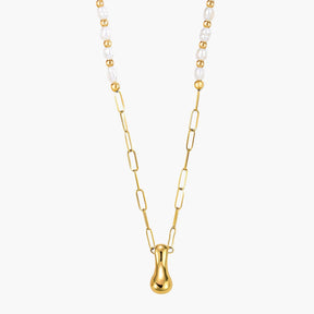 Chic Bubble Pearl Initial Chain Necklace