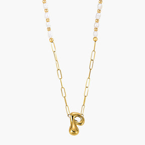 Chic Bubble Pearl Initial Chain Necklace